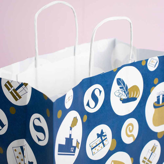 50x Sinterklaas tasjes A4 - Feestelijke Sint - Blauw