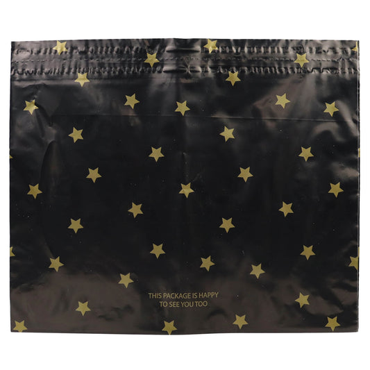 100x verzendzakken Black Stars Gold Large