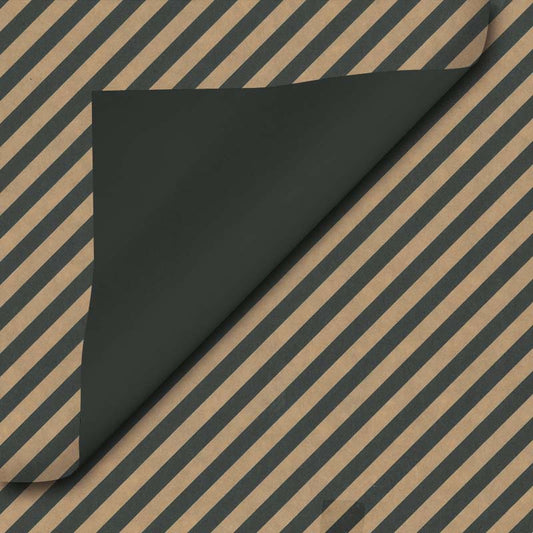 Inpakpapier Bruin kraft zwart effen + streepjes 30cm x 200mtr