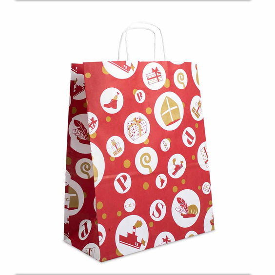 50x Sinterklaas tasjes A4 - Feestelijke Sint - Rood
