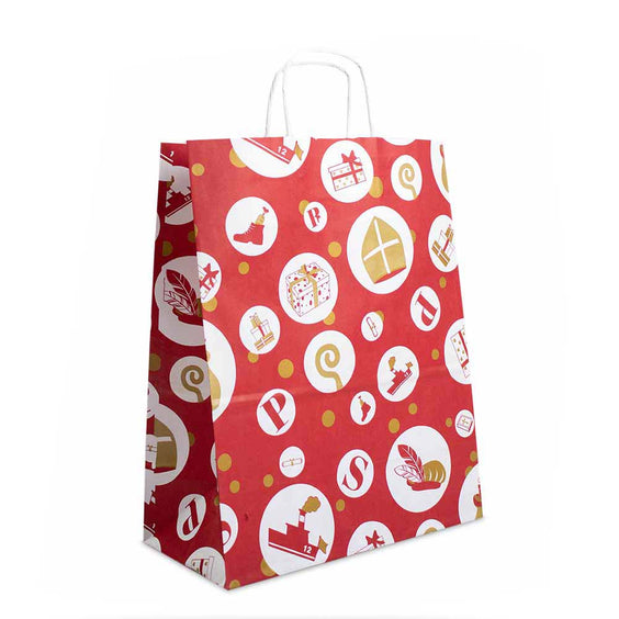 50x Sinterklaas tasjes A4 - Feestelijke Sint - Rood