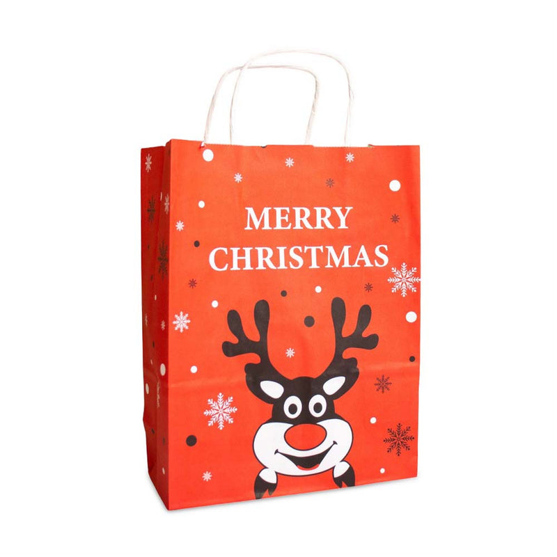 50x papieren Kersttasjes A5 Rudolph