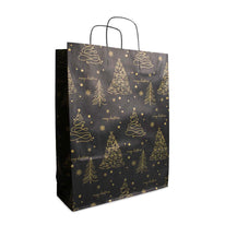 50x papieren Kersttasjes A3 Golden Trees