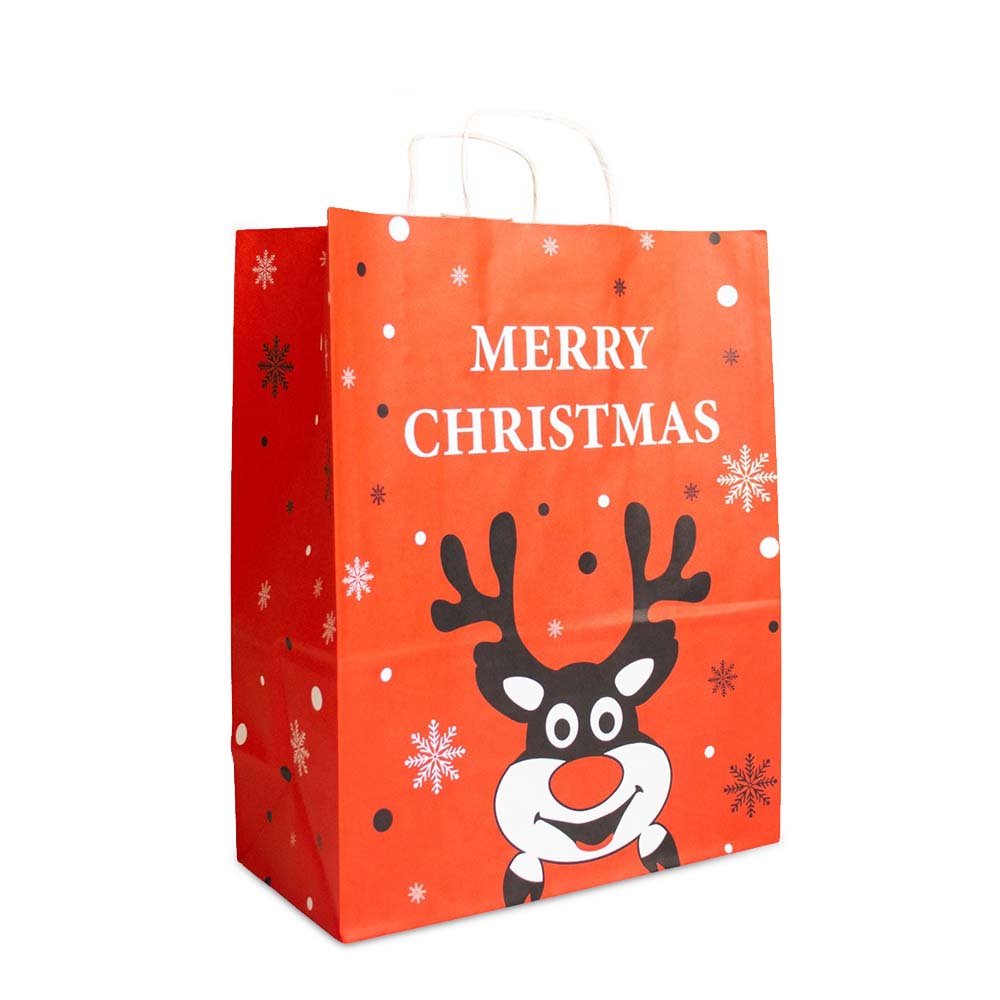 50x papieren Kersttasjes A4 Rudolph