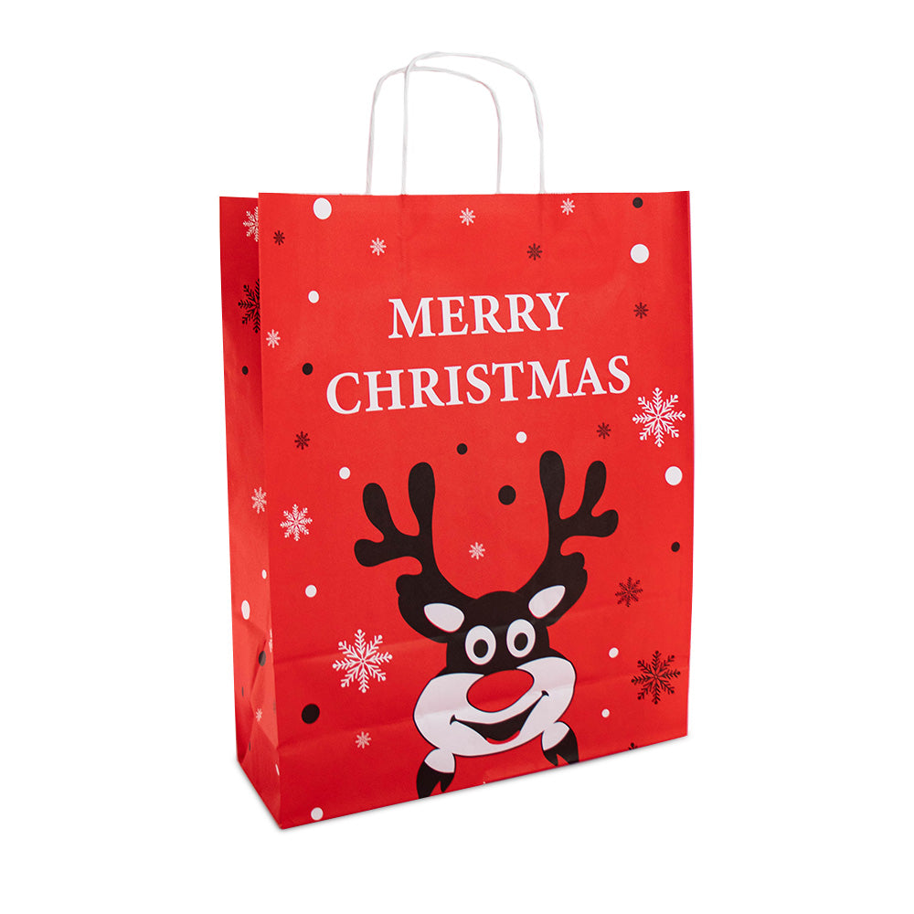 50x papieren Kersttasjes A3 Rudolph