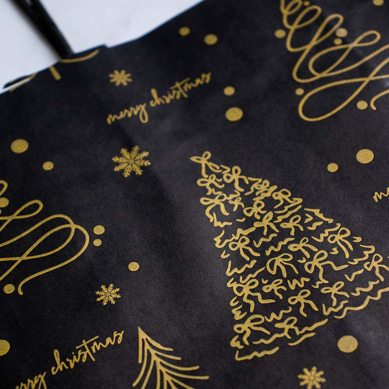 50x papieren Kersttasjes A5 Golden trees