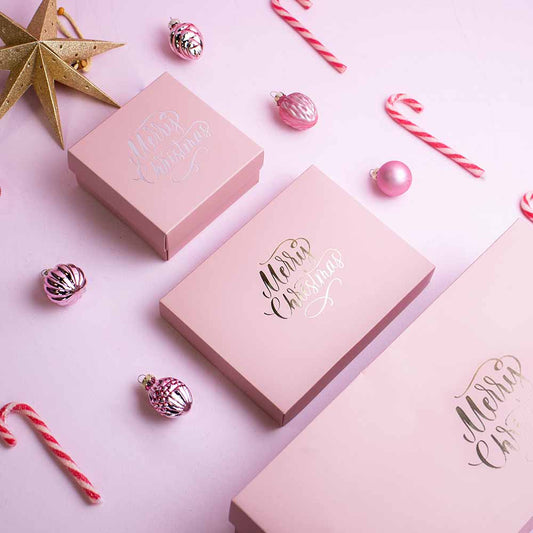 20x Kerst Geschenkdoos Roze 125x125x55mm