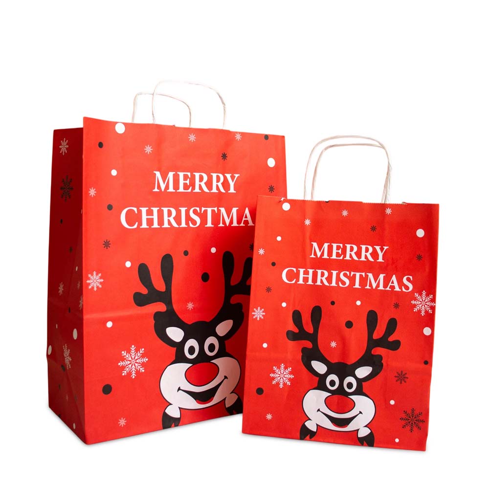 50x papieren Kersttasjes A4 Rudolph