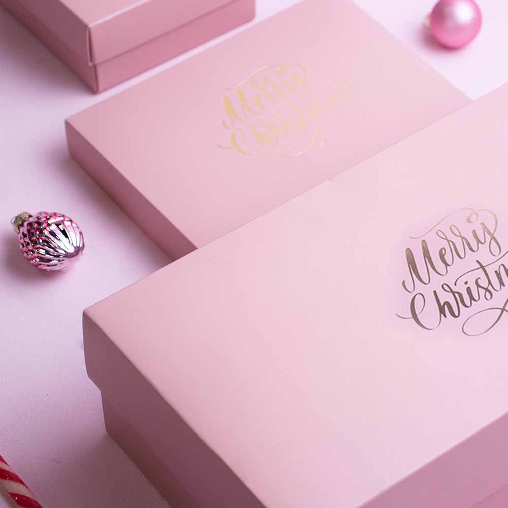 20x Kerst Geschenkdoos Roze 355x168x94mm