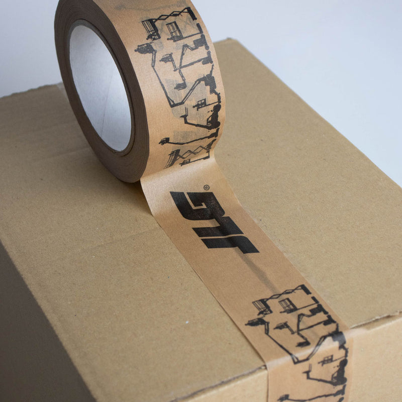 Kraft tape 1 kleur bedrukt