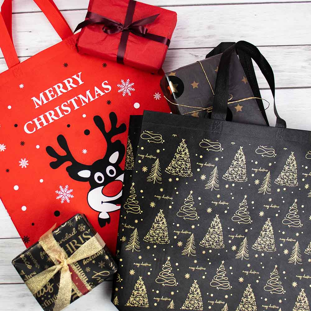 10x Kerstshopper Trees - Zwart-Goud