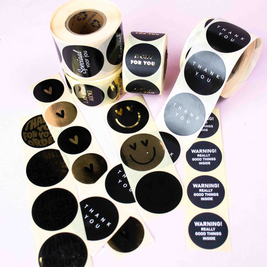 500x  Sticker 'A gift for you' Zwart-Goud 40mm