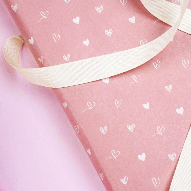 Vloeipapier 35x50cm Roze met Hartjes