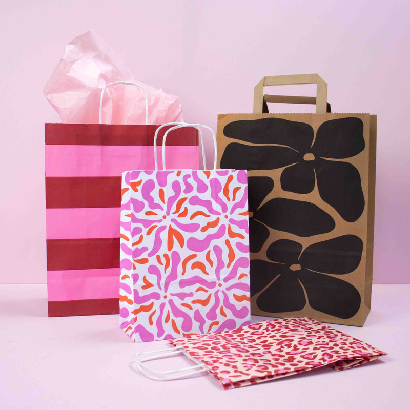 50x papieren tasjes Flowers A3