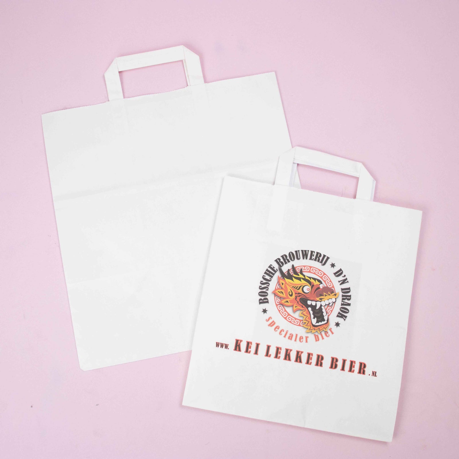 Budget papieren tassen S/M wit bedrukken