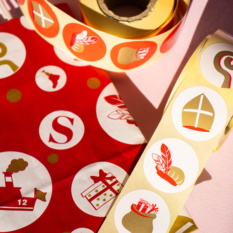 500x sticker Sint assorti Wit 40mm