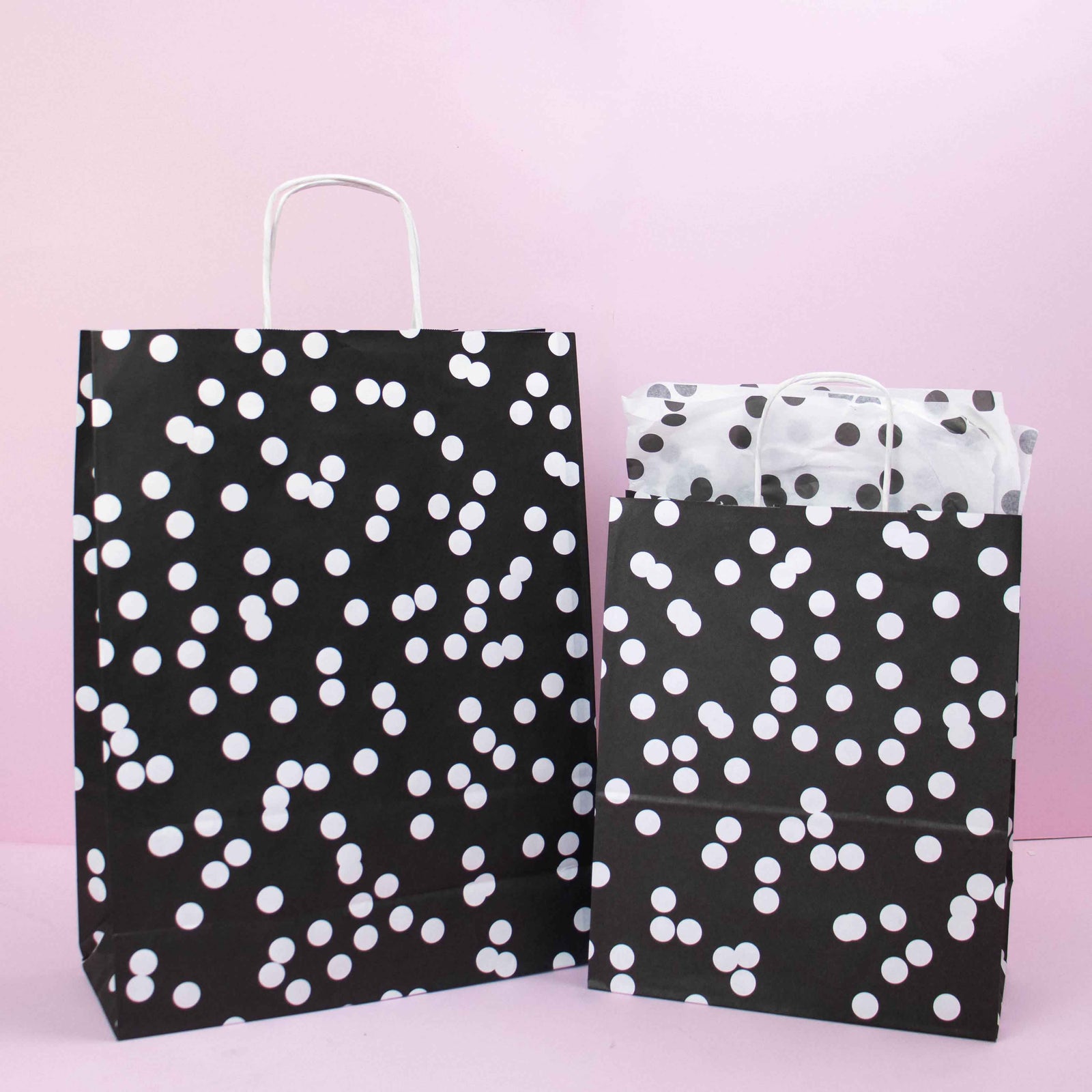 50x papieren tasjes Dots A4