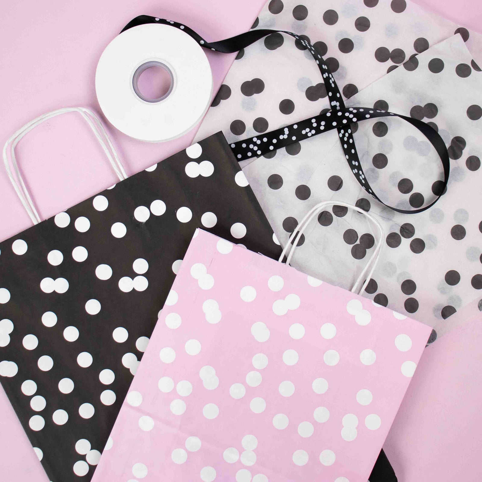 50x papieren tasjes Dots A4
