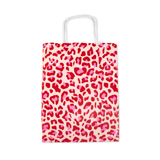 50x papieren tasjes Leopard Pink A5