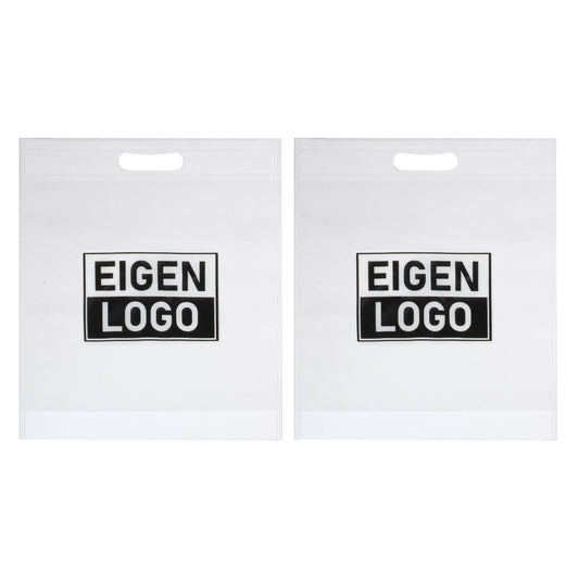 Tas bedrukken Wit Non Woven 38x44 + 2x4cm - Uitgestanst Handvat