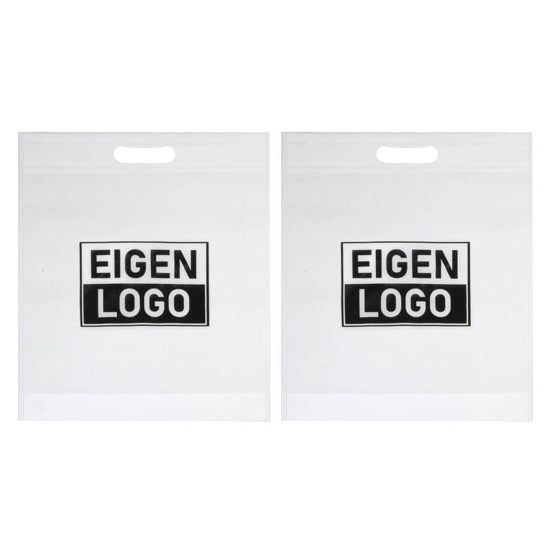 Tas bedrukken Wit Non Woven 38x44 + 2x4cm - Uitgestanst Handvat