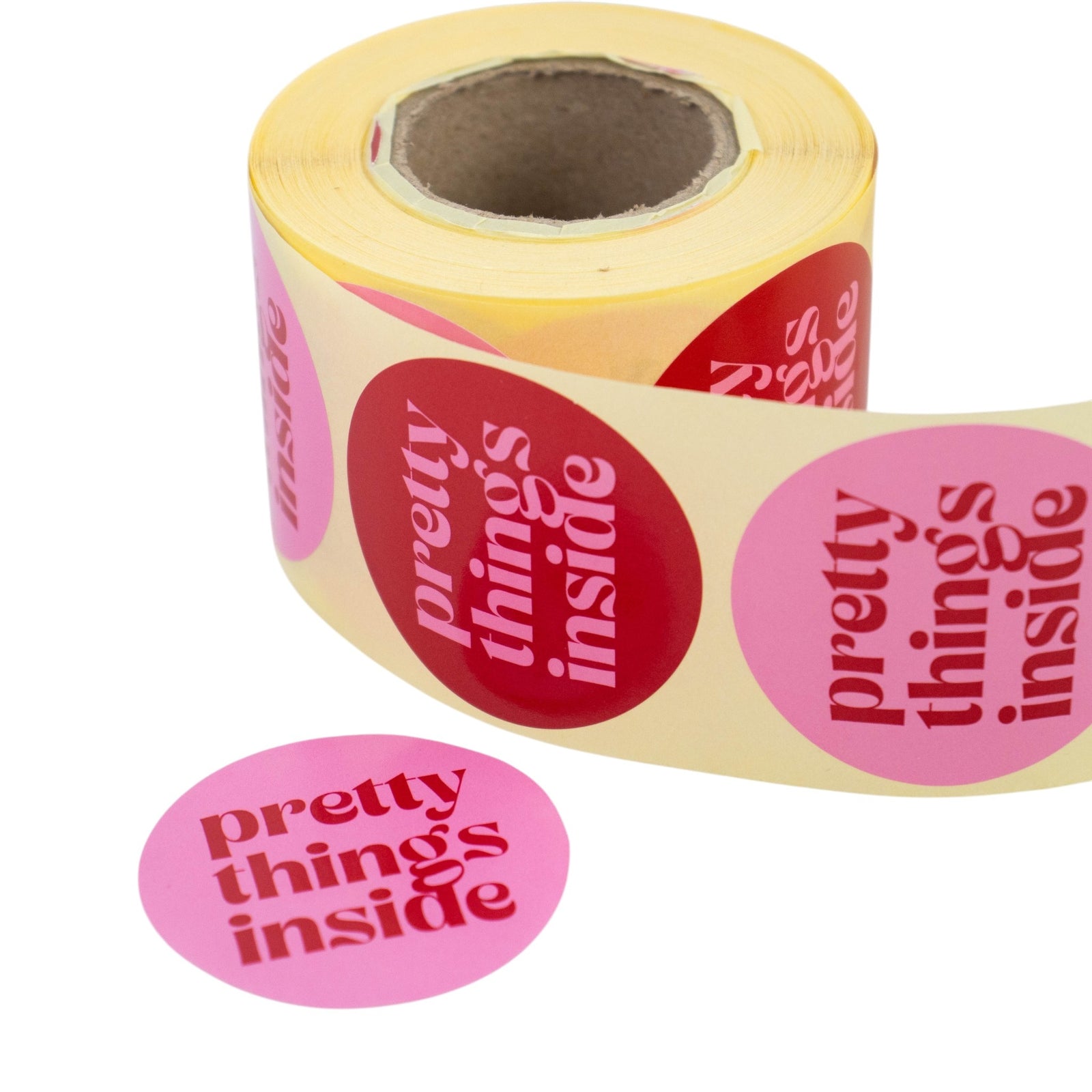 500x sticker 'Pretty things inside' assorti Rood-Roze 50mm