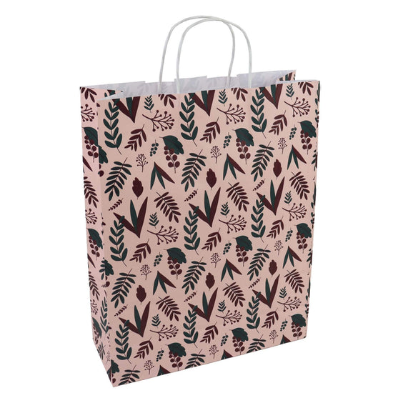 50x papieren tasjes Botanic Pink A3