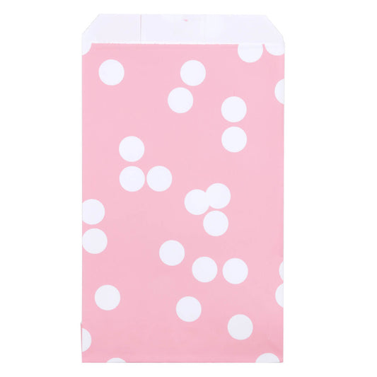 200x Papieren Zakjes Dots Roze 12x19cm