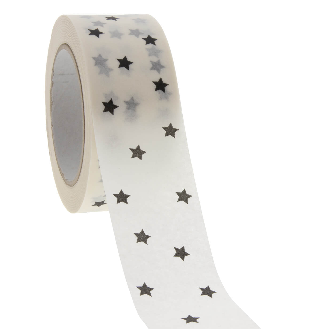 Papieren tape 'Stars' Wit-Zwart 50mmx50mtr