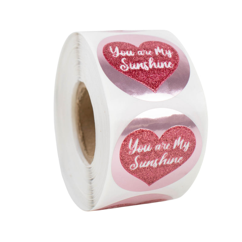 500x sticker 'You are my sunshine' Roze glitters 50mm