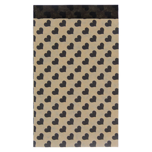 200 x Papieren Zakjes Bruin met zwarte hartjes 12x19cm