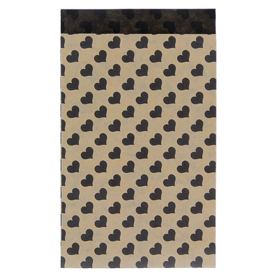 200 x Papieren Zakjes Bruin met zwarte hartjes 12x19cm