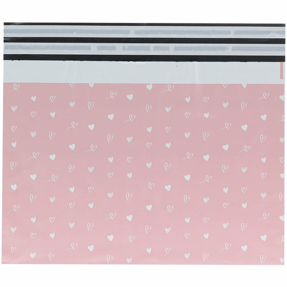 100x verzendzakken Hartjes Roze Large Retoursluiting