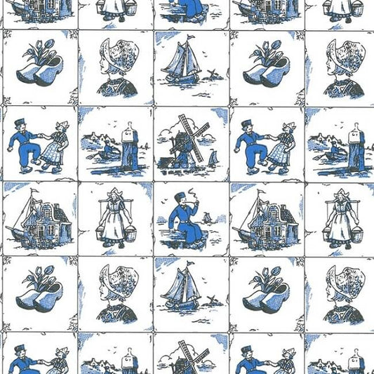 Inpakpapier Hollandse tegeltjes 50cm x 200mtr