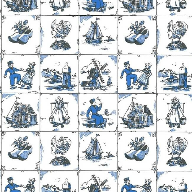 Inpakpapier Hollandse tegeltjes 50cm x 200mtr