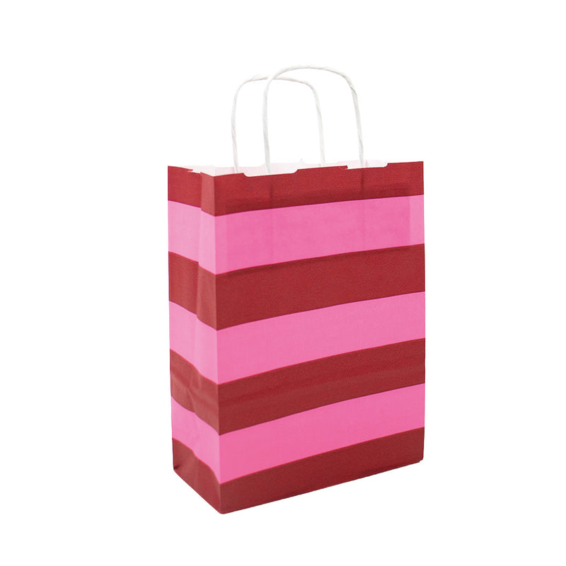 50x papieren tasjes Stripes Pink A5