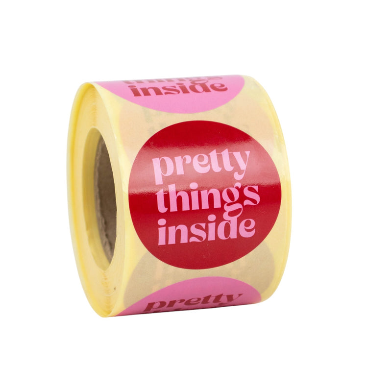500x sticker 'Pretty things inside' assorti Rood-Roze 50mm