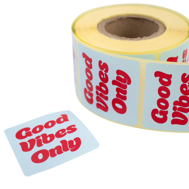 500x sticker 'Good vibes only' Blauw-Rood 50mm