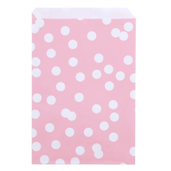 200x Papieren Zakjes Dots Roze 17x25cm