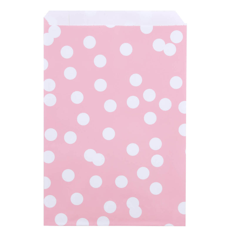 200x Papieren Zakjes Dots Roze 17x25cm