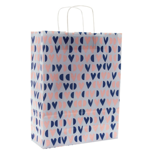 50x papieren tasjes Happy Hearts A3