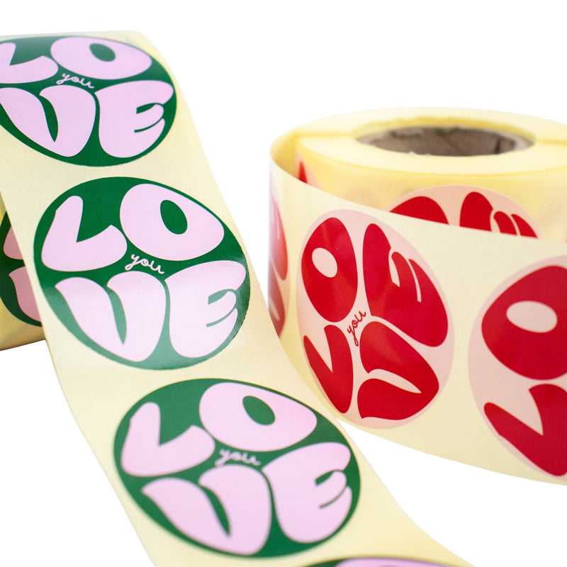 500x sticker 'Love you' Roze-Rood 50mm