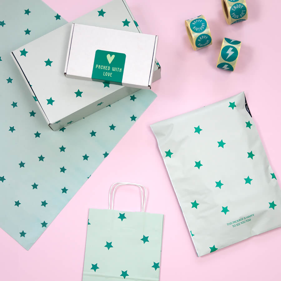 50x papieren tasjes  Stars A4