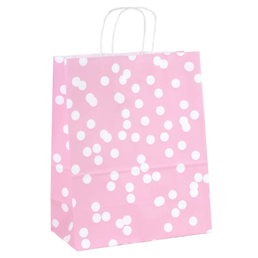 50x papieren tasjes Dots Roze A4