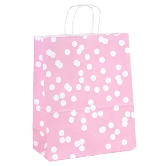 50x papieren tasjes Dots Roze A4