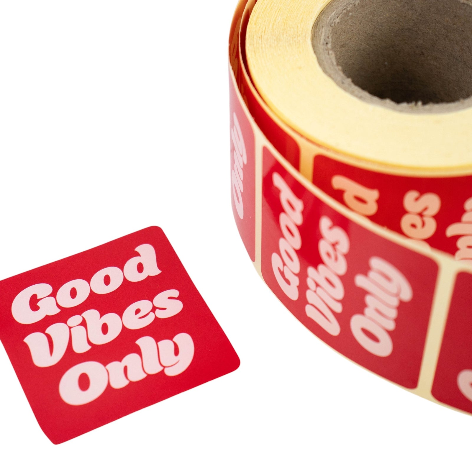 500x sticker 'Good vibes only' assorti Roze-Rood 50mm