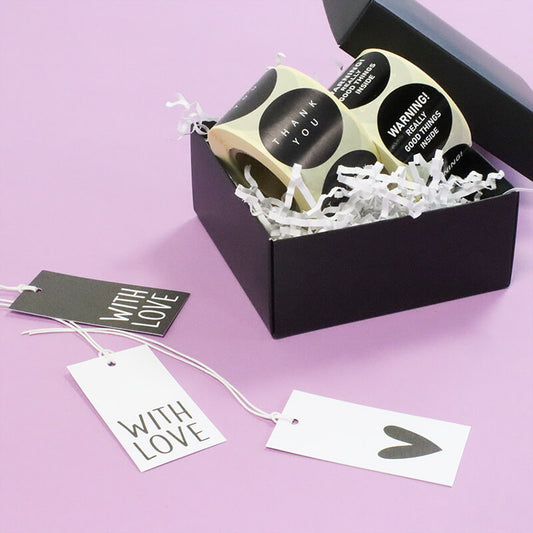 50x Cadeaulabels Hartje Wit-Zwart