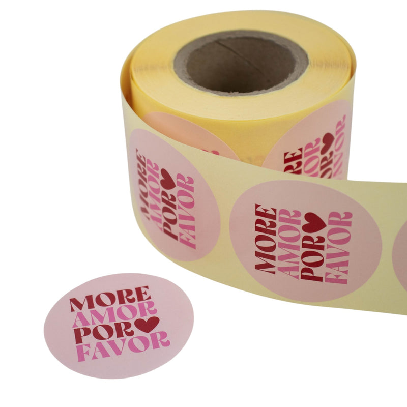 500x sticker 'More amor por favor' Rood-Roze 50mm