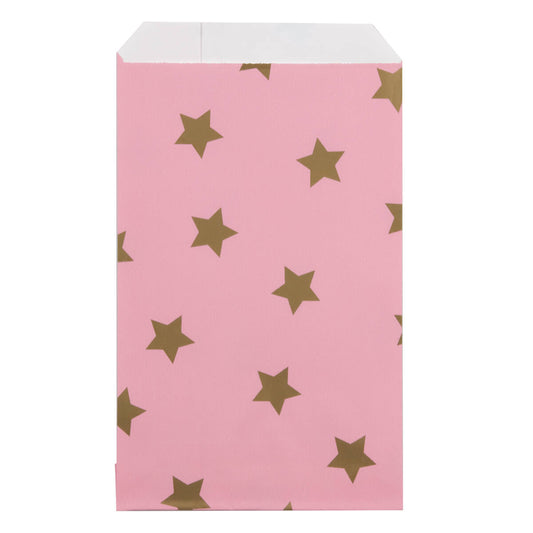 200x Papieren Zakjes Stars Gold 12x19cm