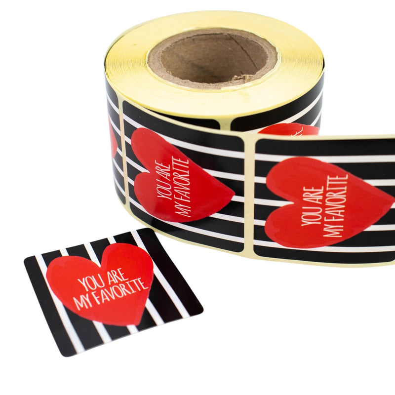 500x sticker 'You are my favorite' Rood-Zwart-Wit 50mm